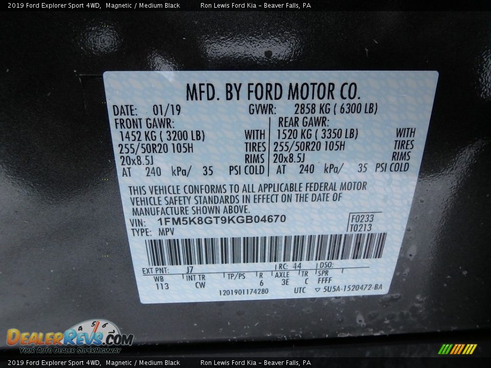 2019 Ford Explorer Sport 4WD Magnetic / Medium Black Photo #15