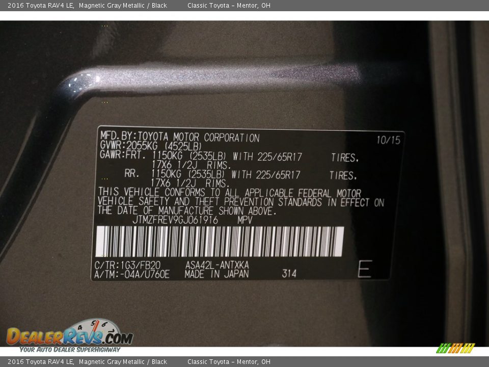 2016 Toyota RAV4 LE Magnetic Gray Metallic / Black Photo #19