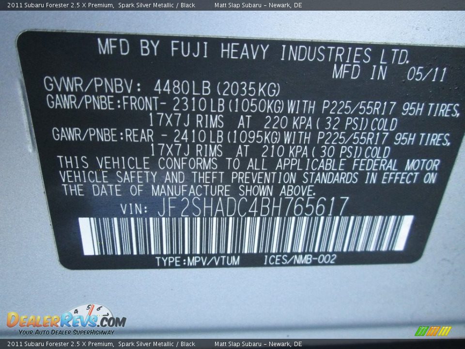 2011 Subaru Forester 2.5 X Premium Spark Silver Metallic / Black Photo #31