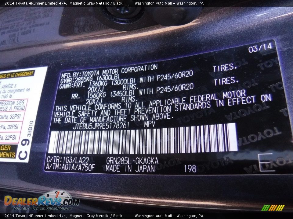 2014 Toyota 4Runner Limited 4x4 Magnetic Gray Metallic / Black Photo #29