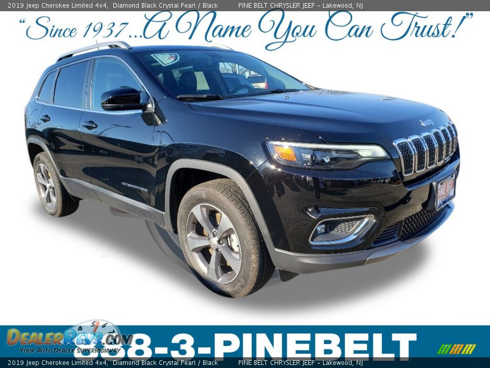 2019 Jeep Cherokee Limited 4x4 Diamond Black Crystal Pearl / Black Photo #1