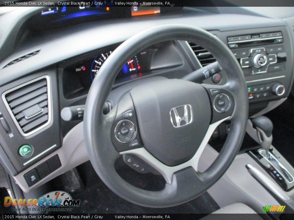 2015 Honda Civic LX Sedan Crystal Black Pearl / Gray Photo #13