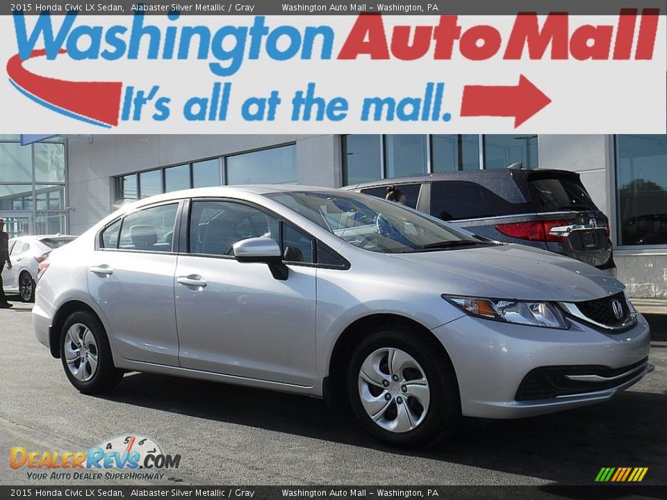2015 Honda Civic LX Sedan Alabaster Silver Metallic / Gray Photo #1