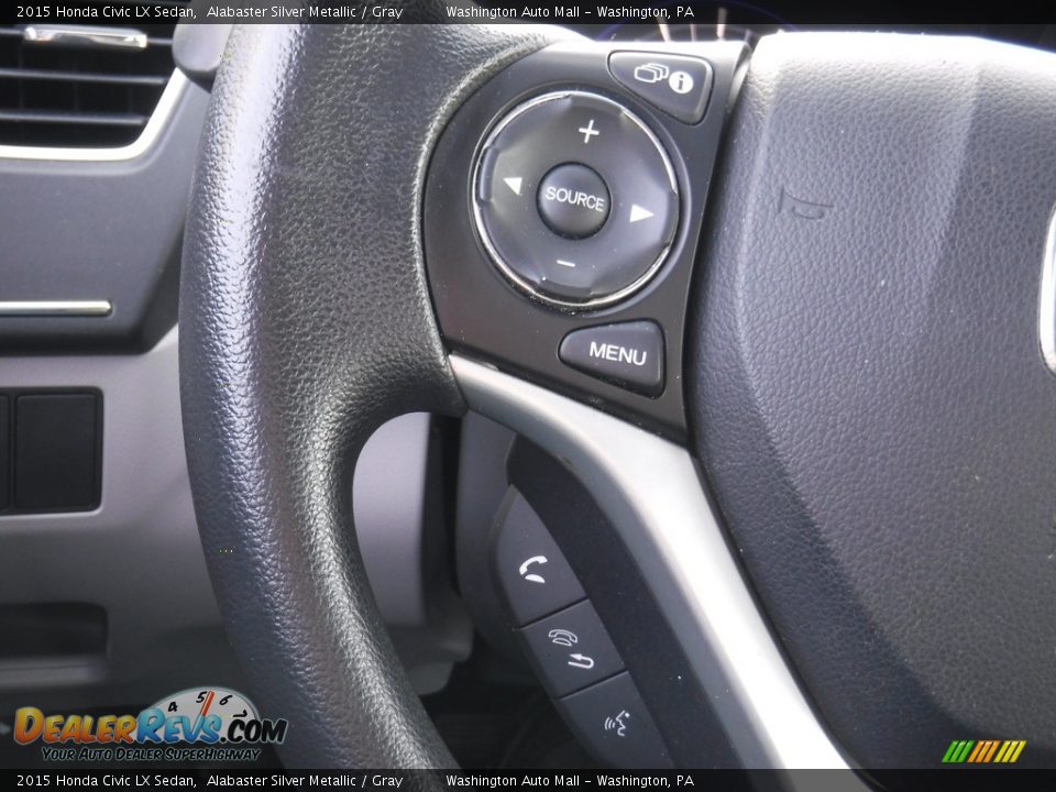 2015 Honda Civic LX Sedan Alabaster Silver Metallic / Gray Photo #17