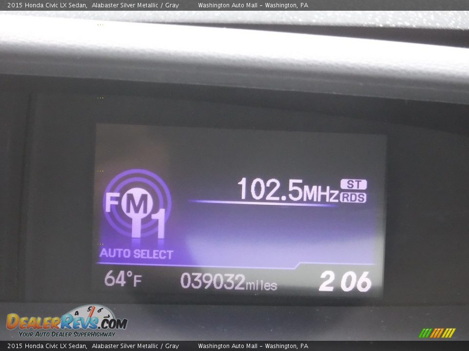 2015 Honda Civic LX Sedan Alabaster Silver Metallic / Gray Photo #25