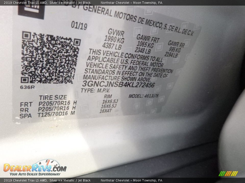 2019 Chevrolet Trax LS AWD Silver Ice Metallic / Jet Black Photo #16