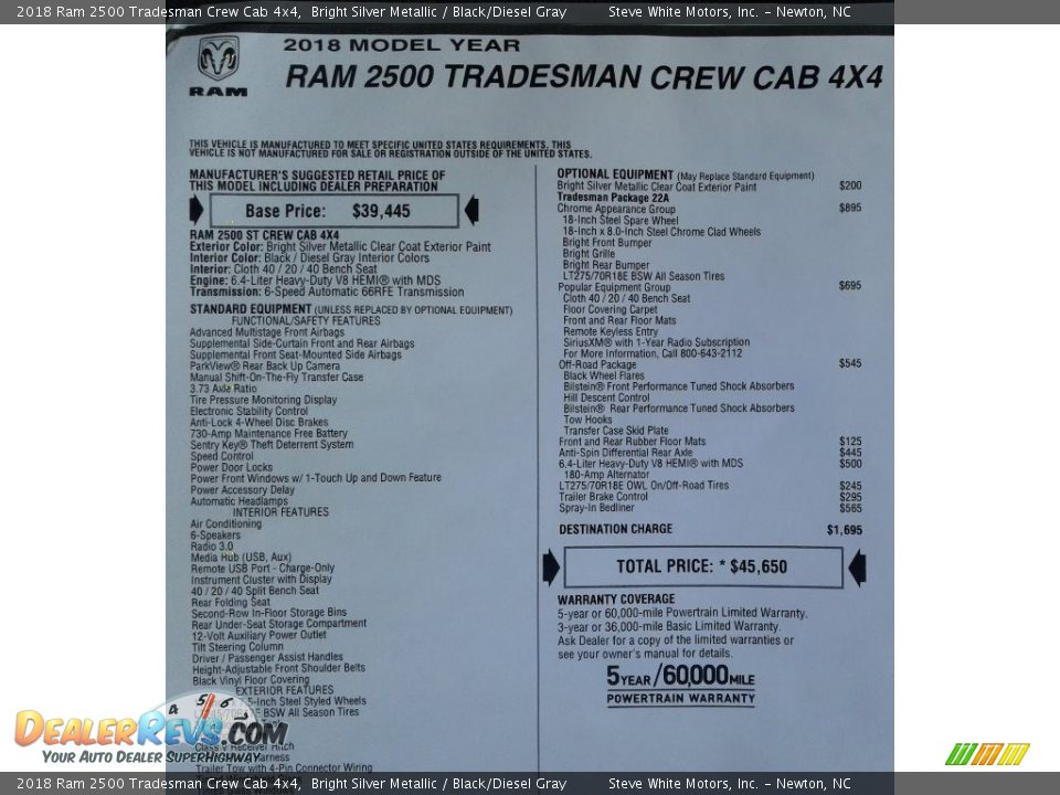 2018 Ram 2500 Tradesman Crew Cab 4x4 Bright Silver Metallic / Black/Diesel Gray Photo #29