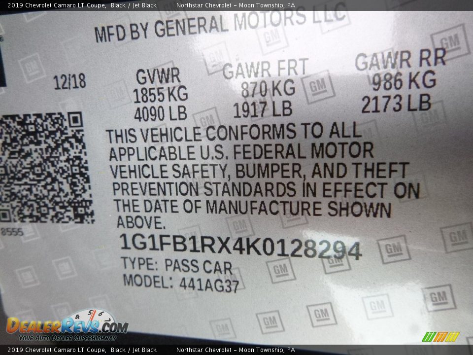 2019 Chevrolet Camaro LT Coupe Black / Jet Black Photo #15