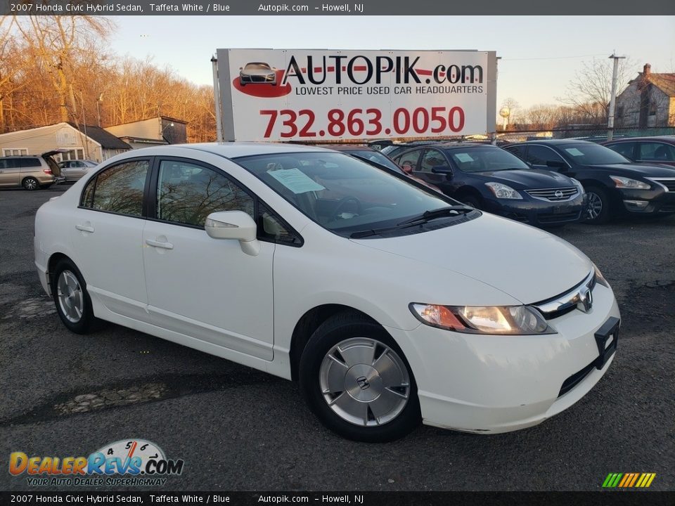 2007 Honda Civic Hybrid Sedan Taffeta White / Blue Photo #1