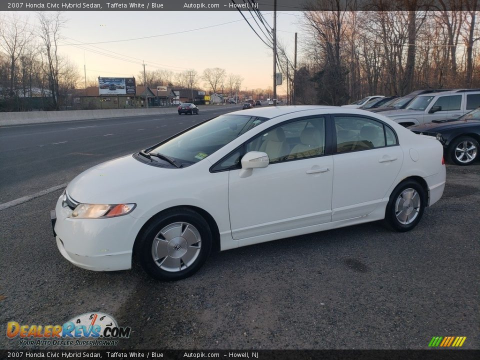 2007 Honda Civic Hybrid Sedan Taffeta White / Blue Photo #7