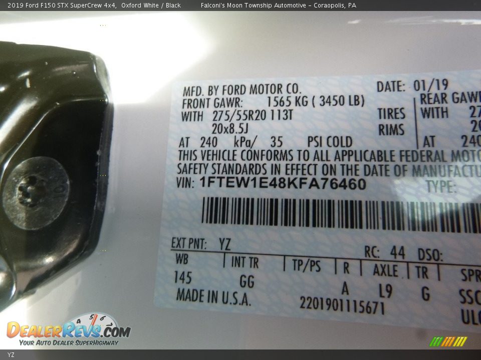 Ford Color Code YZ Oxford White