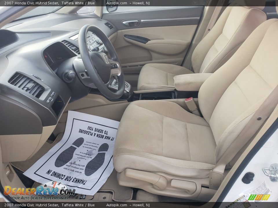 2007 Honda Civic Hybrid Sedan Taffeta White / Blue Photo #14