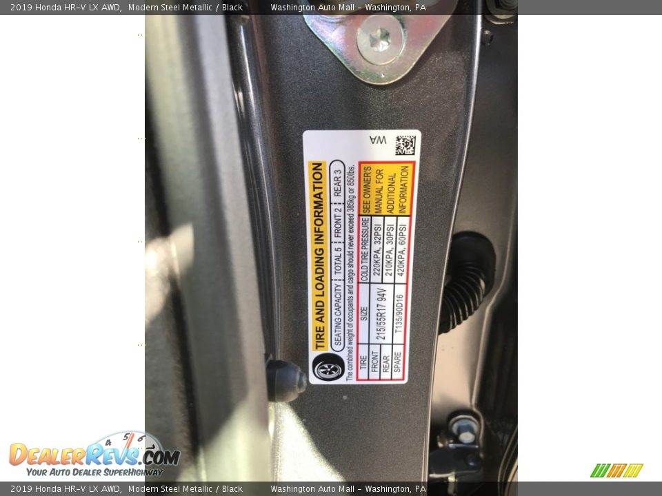 2019 Honda HR-V LX AWD Modern Steel Metallic / Black Photo #12