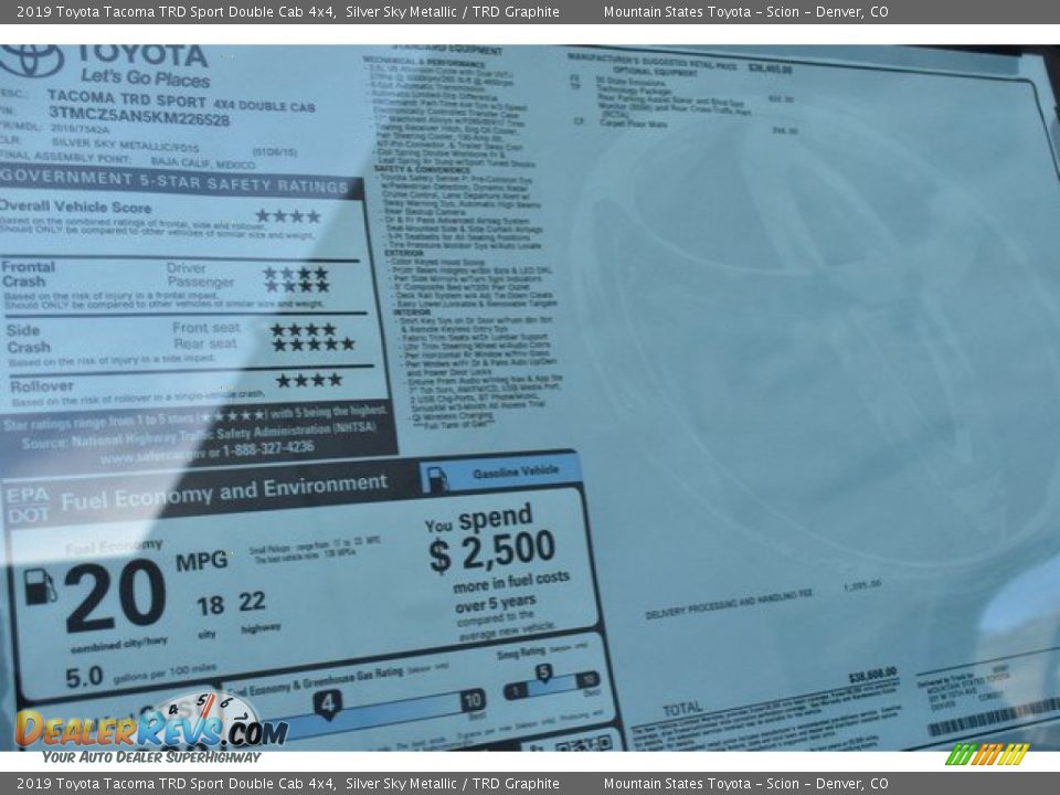 2019 Toyota Tacoma TRD Sport Double Cab 4x4 Silver Sky Metallic / TRD Graphite Photo #36