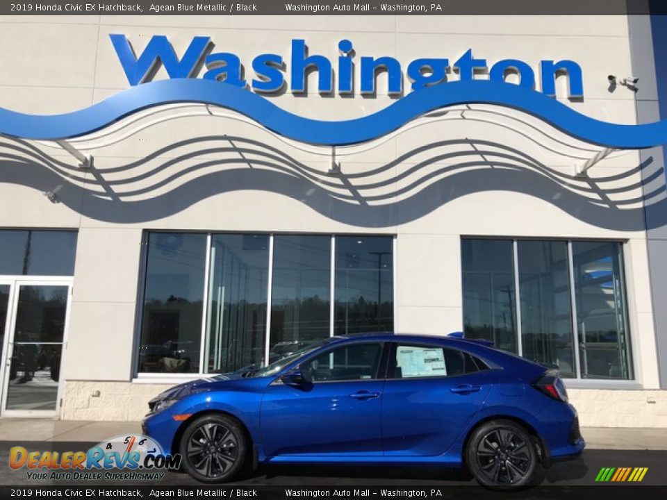 2019 Honda Civic EX Hatchback Agean Blue Metallic / Black Photo #1