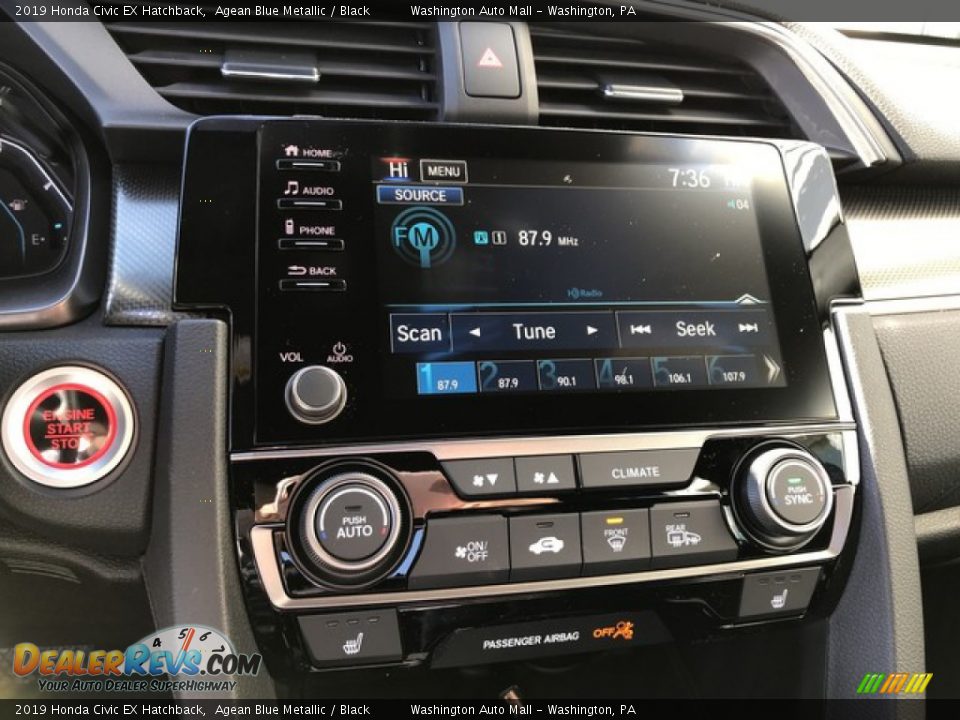 2019 Honda Civic EX Hatchback Agean Blue Metallic / Black Photo #21