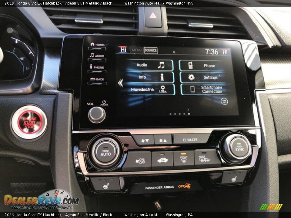 2019 Honda Civic EX Hatchback Agean Blue Metallic / Black Photo #22