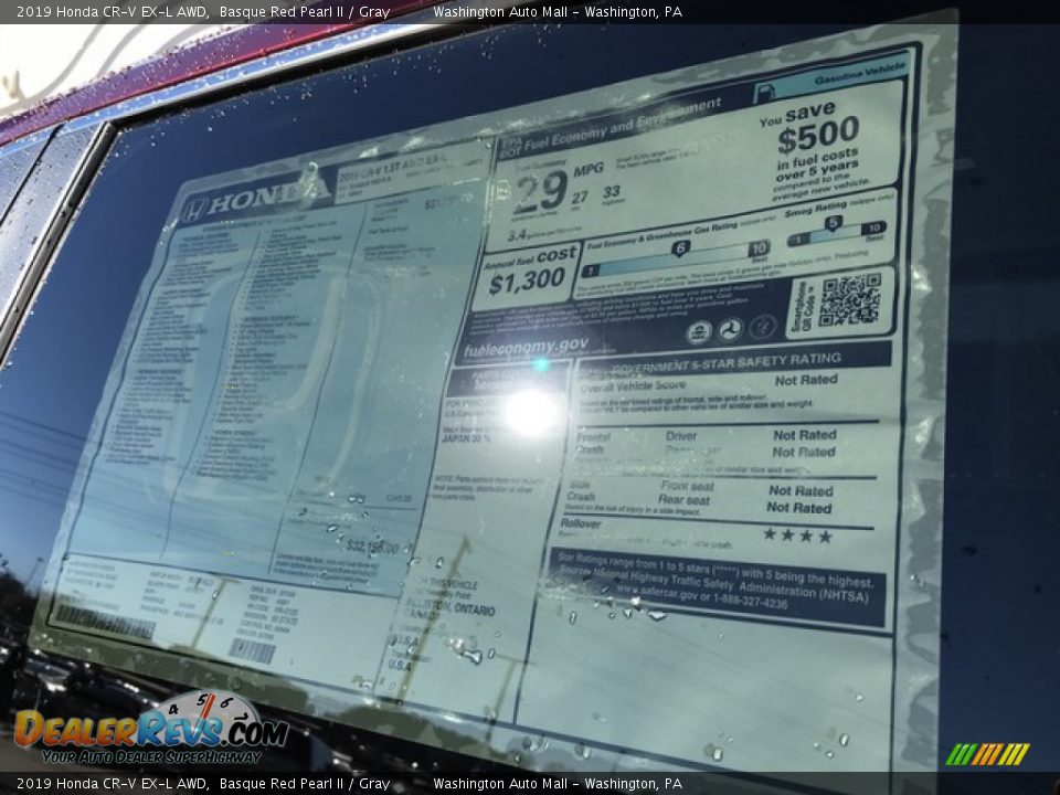 2019 Honda CR-V EX-L AWD Basque Red Pearl II / Gray Photo #10