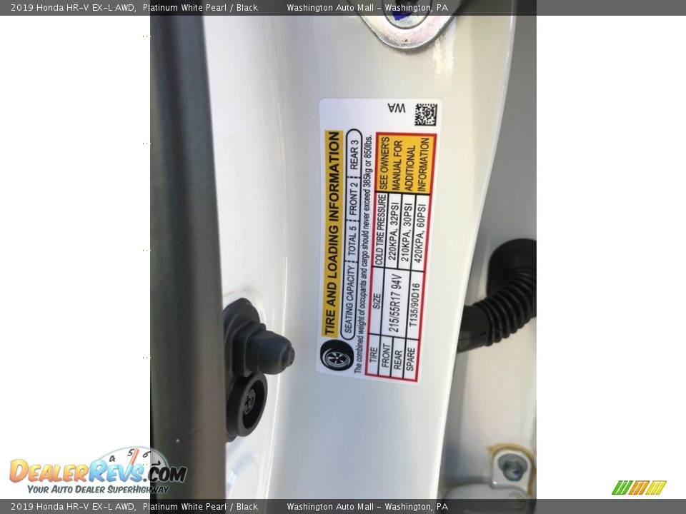2019 Honda HR-V EX-L AWD Platinum White Pearl / Black Photo #11