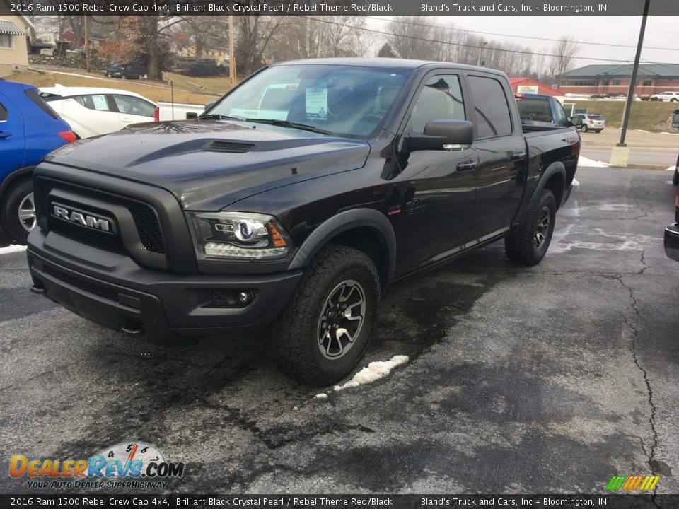 2016 Ram 1500 Rebel Crew Cab 4x4 Brilliant Black Crystal Pearl / Rebel Theme Red/Black Photo #1