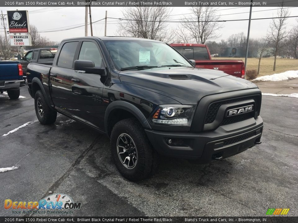 2016 Ram 1500 Rebel Crew Cab 4x4 Brilliant Black Crystal Pearl / Rebel Theme Red/Black Photo #2
