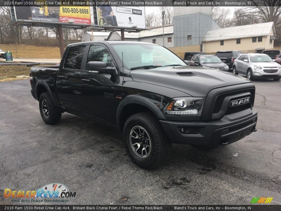 2016 Ram 1500 Rebel Crew Cab 4x4 Brilliant Black Crystal Pearl / Rebel Theme Red/Black Photo #3