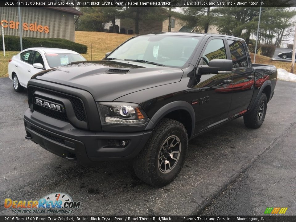2016 Ram 1500 Rebel Crew Cab 4x4 Brilliant Black Crystal Pearl / Rebel Theme Red/Black Photo #7
