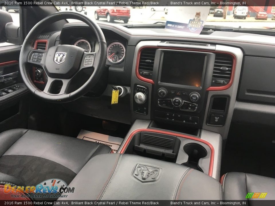2016 Ram 1500 Rebel Crew Cab 4x4 Brilliant Black Crystal Pearl / Rebel Theme Red/Black Photo #31