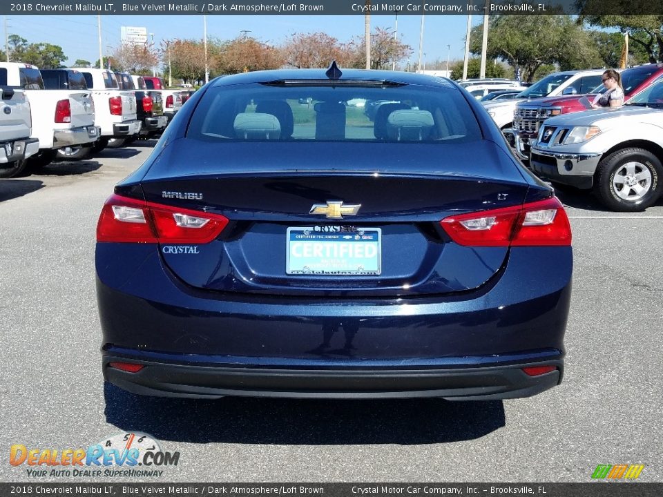 2018 Chevrolet Malibu LT Blue Velvet Metallic / Dark Atmosphere/Loft Brown Photo #4