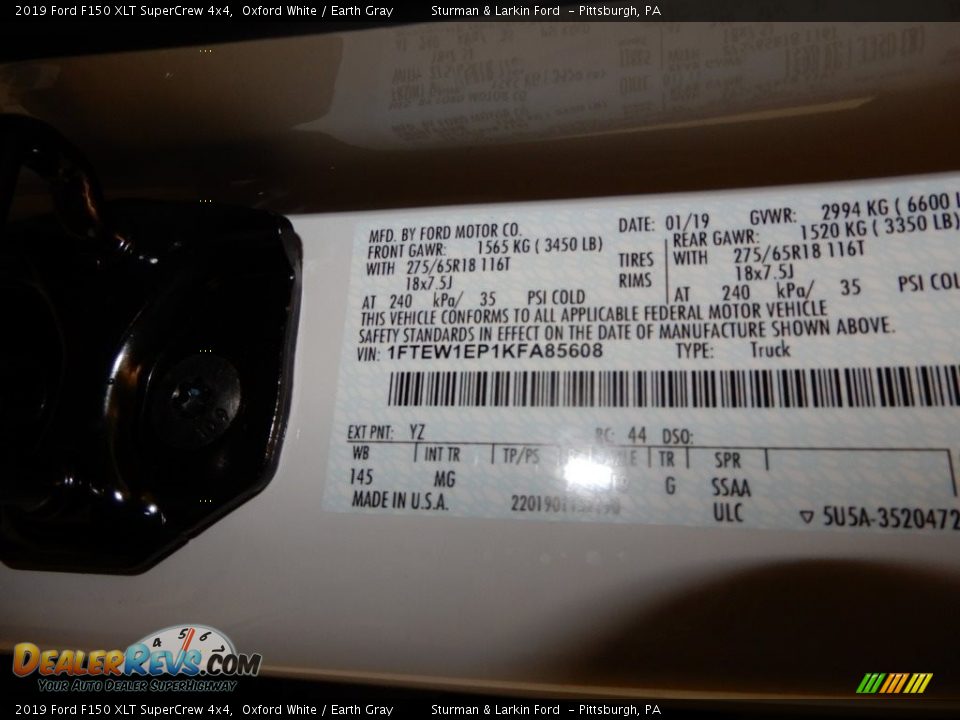 2019 Ford F150 XLT SuperCrew 4x4 Oxford White / Earth Gray Photo #10
