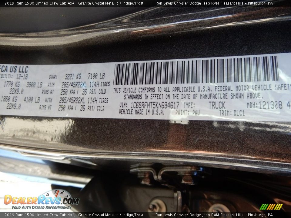 2019 Ram 1500 Limited Crew Cab 4x4 Granite Crystal Metallic / Indigo/Frost Photo #15