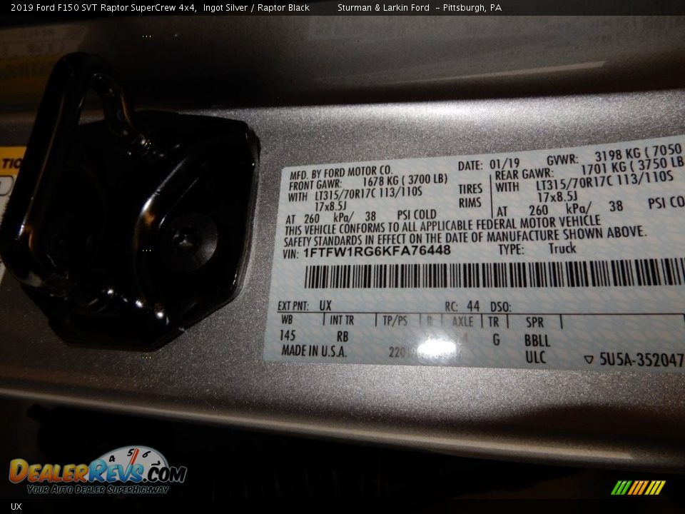 Ford Color Code UX Ingot Silver