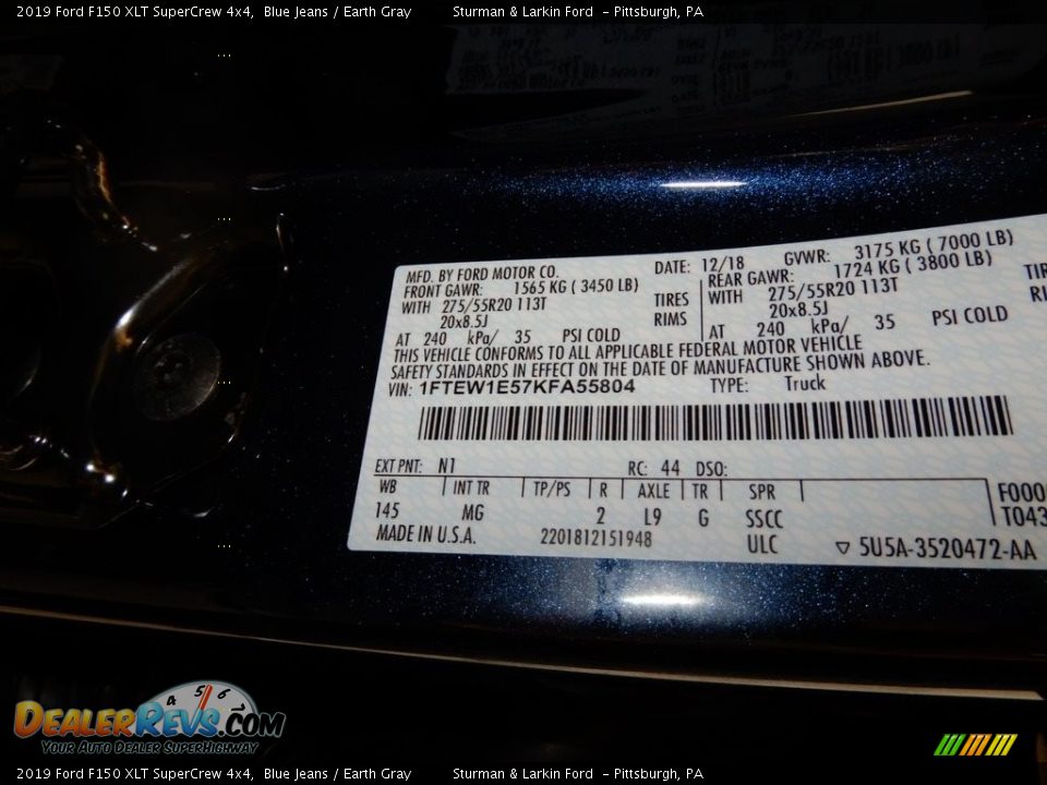 2019 Ford F150 XLT SuperCrew 4x4 Blue Jeans / Earth Gray Photo #10