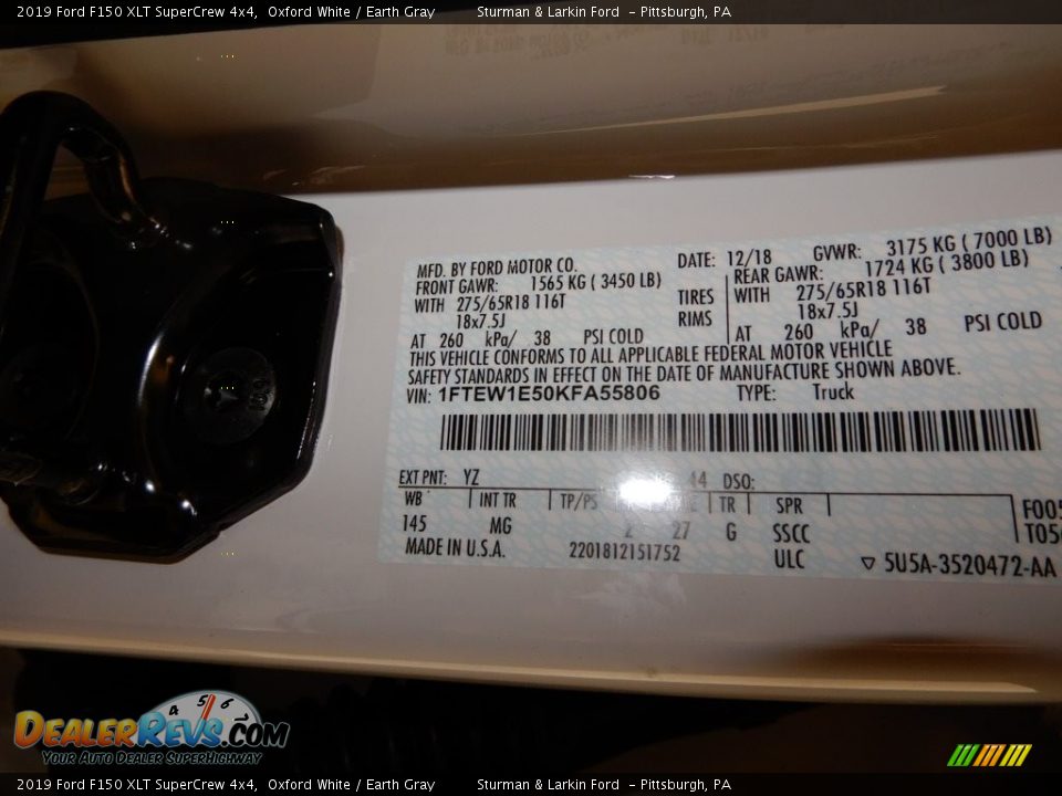 2019 Ford F150 XLT SuperCrew 4x4 Oxford White / Earth Gray Photo #10