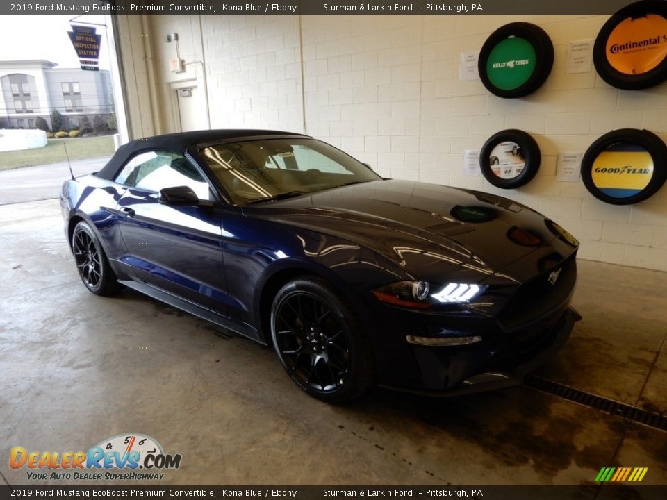 2019 Ford Mustang EcoBoost Premium Convertible Kona Blue / Ebony Photo #1