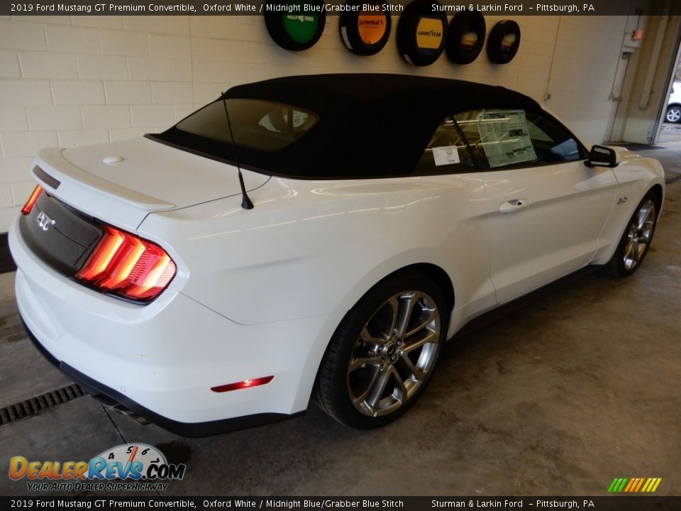 2019 Ford Mustang GT Premium Convertible Oxford White / Midnight Blue/Grabber Blue Stitch Photo #2