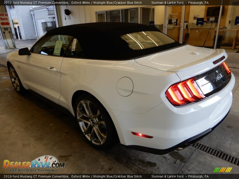 2019 Ford Mustang GT Premium Convertible Oxford White / Midnight Blue/Grabber Blue Stitch Photo #3