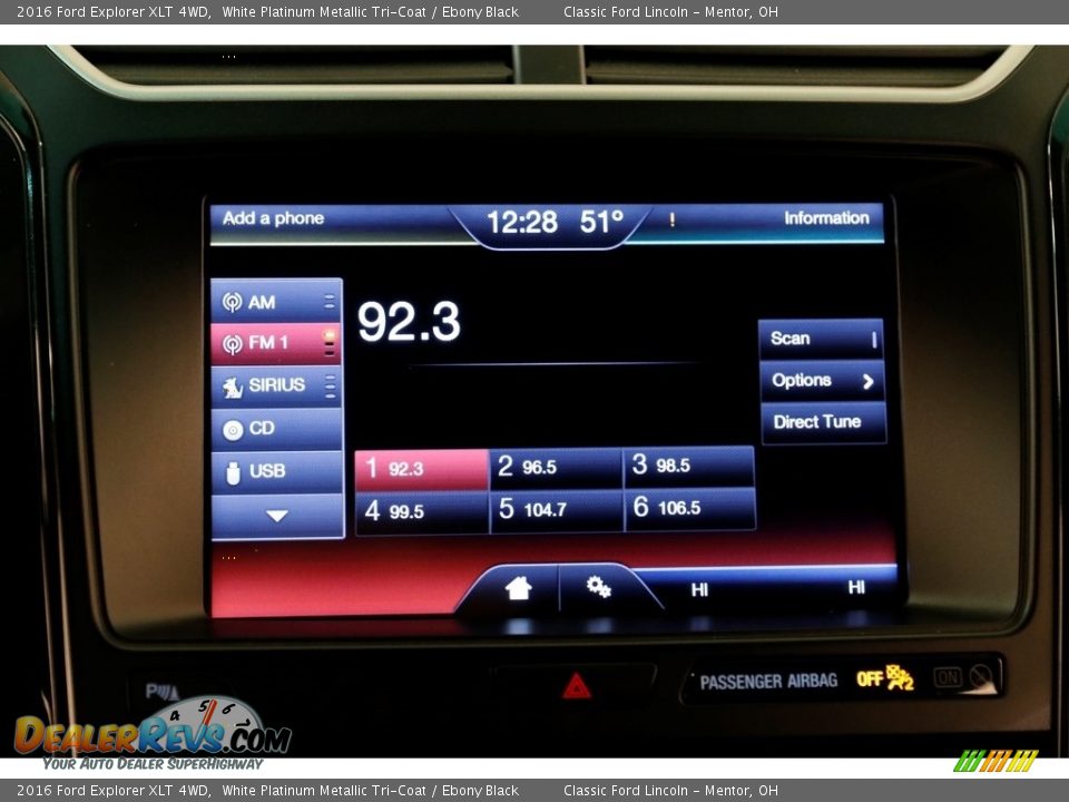 2016 Ford Explorer XLT 4WD White Platinum Metallic Tri-Coat / Ebony Black Photo #12