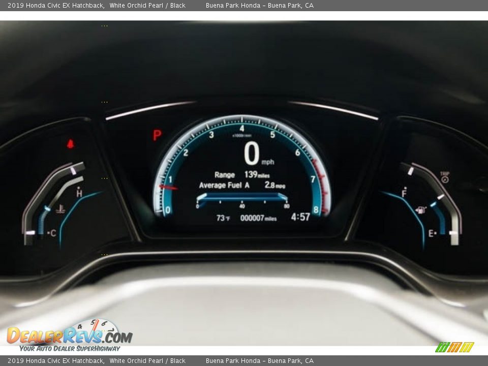 2019 Honda Civic EX Hatchback White Orchid Pearl / Black Photo #10
