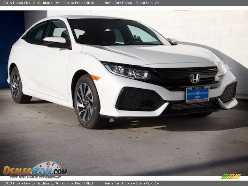 2019 Honda Civic LX Hatchback White Orchid Pearl / Black Photo #1