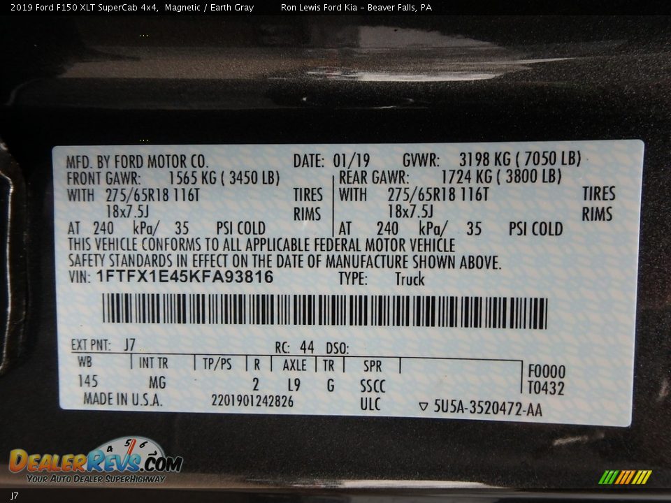 Ford Color Code J7 Magnetic