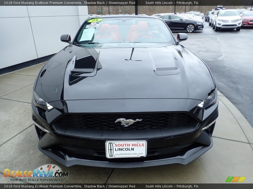 2018 Ford Mustang EcoBoost Premium Convertible Shadow Black / Showstopper Red Photo #8