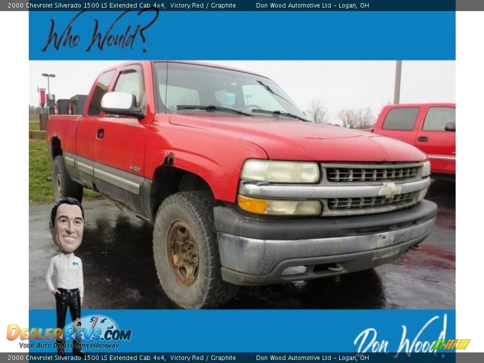 2000 Chevrolet Silverado 1500 LS Extended Cab 4x4 Victory Red / Graphite Photo #1