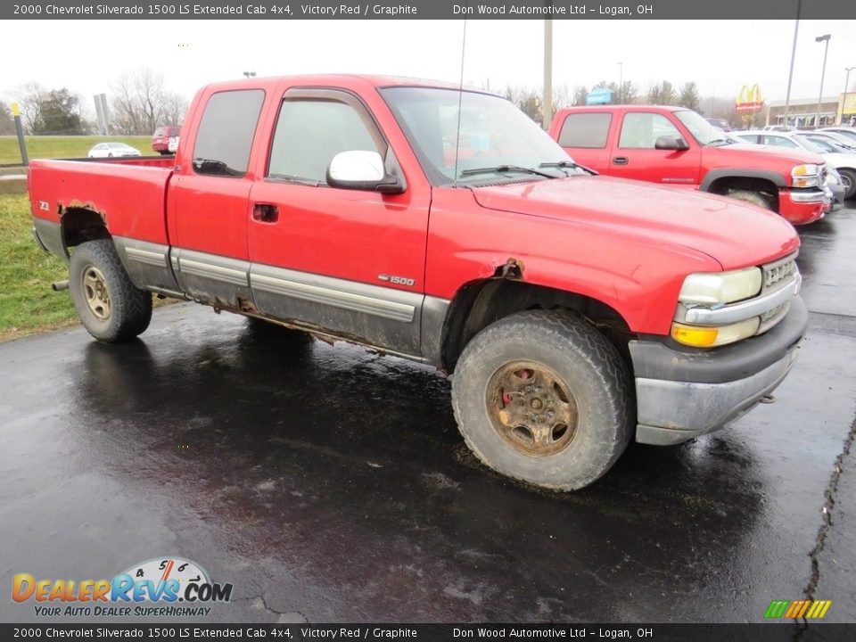 2000 Chevrolet Silverado 1500 LS Extended Cab 4x4 Victory Red / Graphite Photo #3