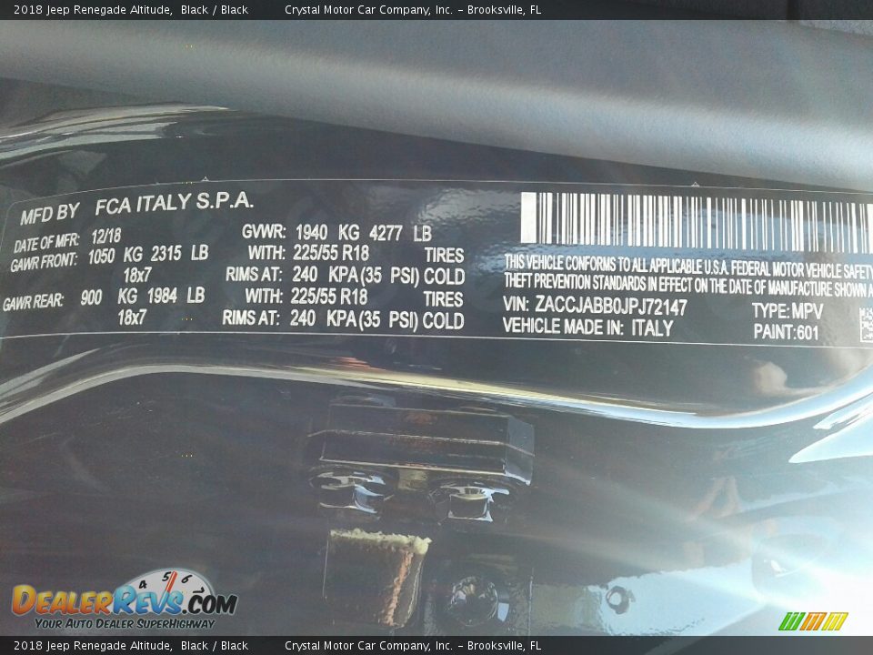 2018 Jeep Renegade Altitude Black / Black Photo #21