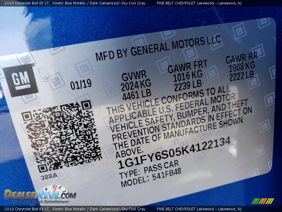 2019 Chevrolet Bolt EV LT Kinetic Blue Metallic / Dark Galvanized/­Sky Cool Gray Photo #9