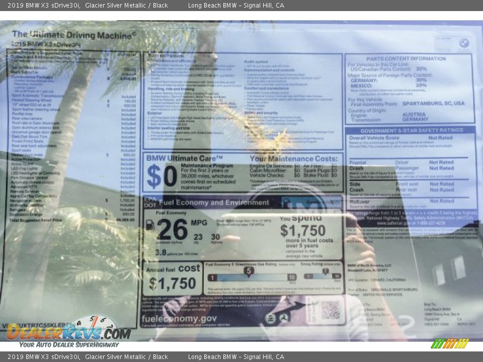 2019 BMW X3 sDrive30i Glacier Silver Metallic / Black Photo #10