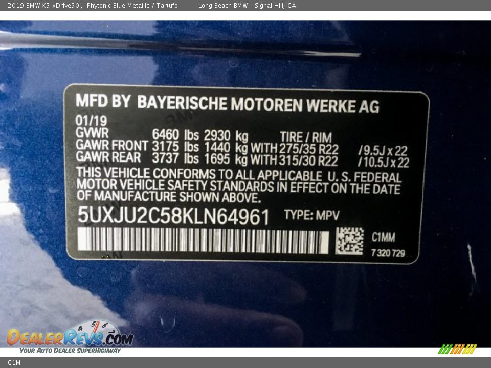 BMW Color Code C1M Phytonic Blue Metallic