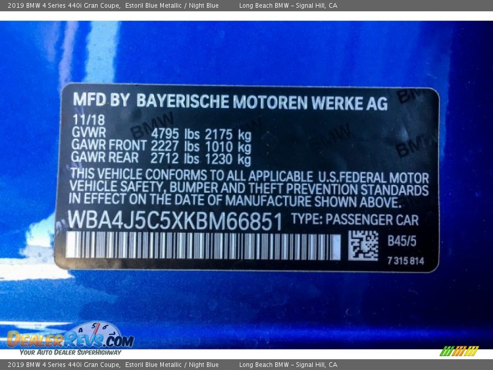2019 BMW 4 Series 440i Gran Coupe Estoril Blue Metallic / Night Blue Photo #11