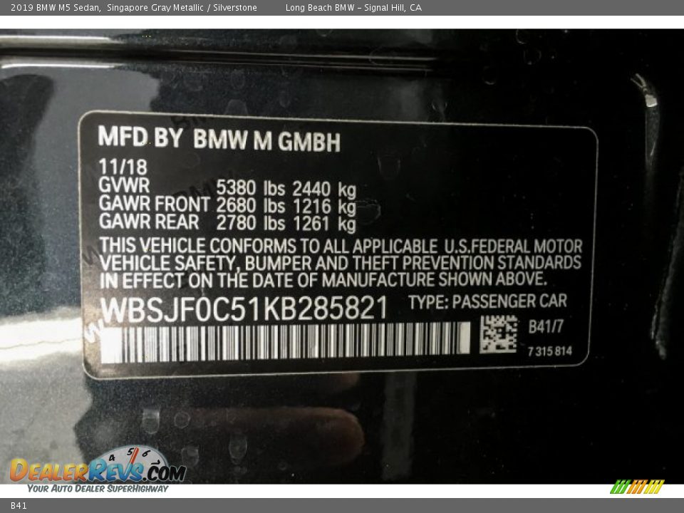 BMW Color Code B41 Singapore Gray Metallic